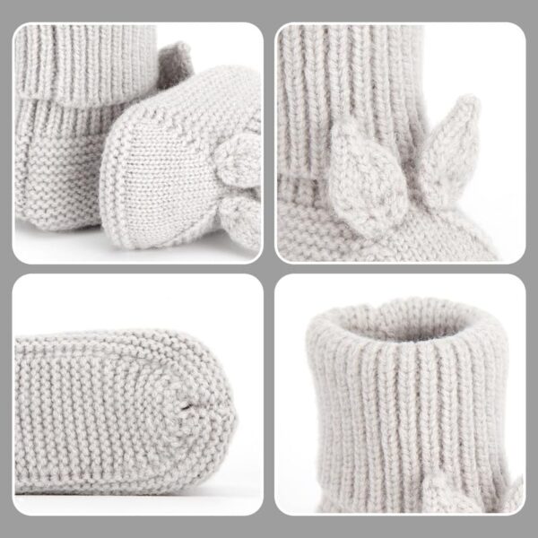 Crochet Baby Booties Newborn Babe First Walkers Knit Boots Warm Crib Shoes Soft Infant Sock for Boy Girls Grey 9-12M - Image 7