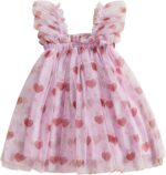 BYUSBAYA Toddler Girls Valentines Tutu Dress Sleeveless Heart Print Layered Ruffles Tulle Cake Dress Wedding Ball Gown Dress