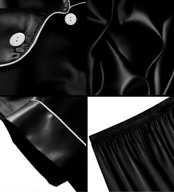 SWOMOG Kid's Silk Pyjamas 3 Piece Girls Boys Satin Pyjamas Set Button-Down PJs Sets Soft Lounge Sets Short Sleeve Sleepwear - Image 4