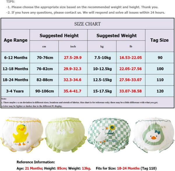 ACMEDE Baby Girl Ruffle Bloomer Briefs Panties Infants Toddlers Cute Animal Floral Underwear Baby Girls Frilly Knickers Undies Bloomers Cotton Ruffled Underpants Nappy Cover Pants 4 Pack - Image 6