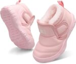 JIASUQI Baby Boys Girls Booties Kid Warm Fuzzy Snow Boots Toddler Outdoor Cozy Winter Shoes with Faux Fur Lined