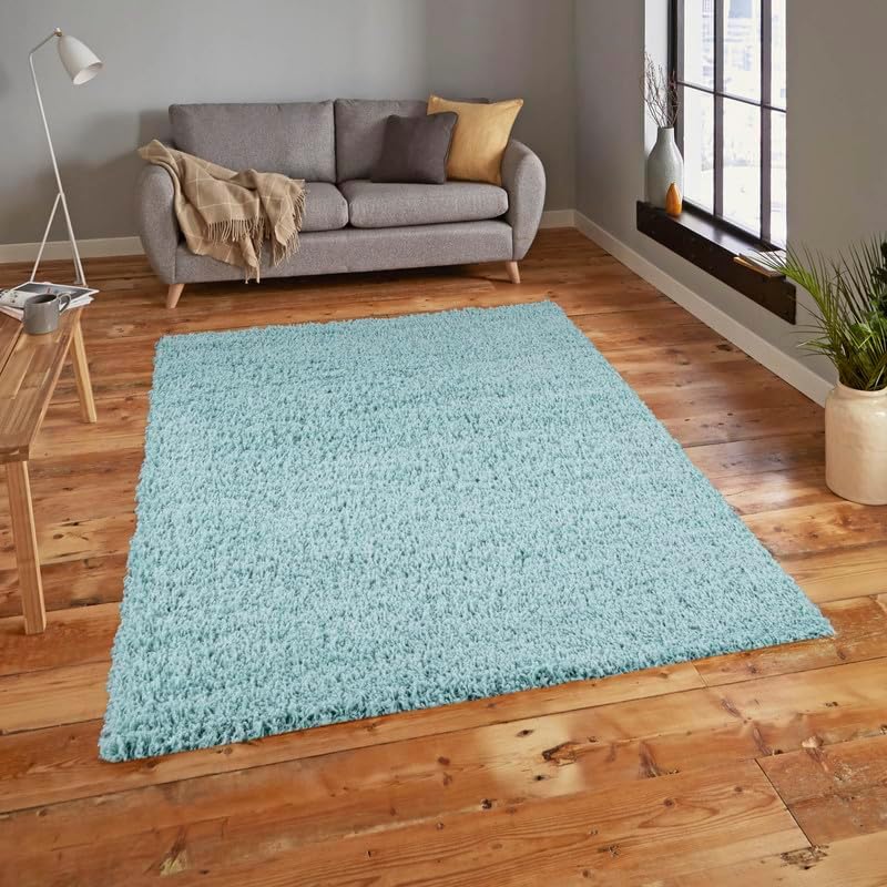 61ZGKnMqHXL._AC_.jpg Rugs4Sale 5cm Thick Pile Shaggy Modern Area Rugs Living Room Home Decor Rug | Ideal For Bedroom, Hall, Kids Baby Room, Indoor & Outdoor Rugs Hallway Runners Carpet Mat(Duck Egg Blue 110x160cm) - Image 1