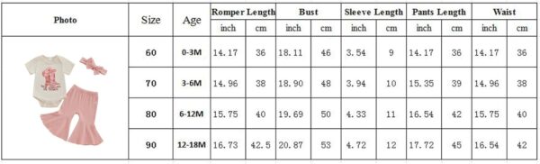 Baby Girl Summer Clothes Western Cowgirl Outfits Letter Print Short Sleeve Romper Flared Pant Bell-Bottom Bow Headband 3 Piece Set - Image 7