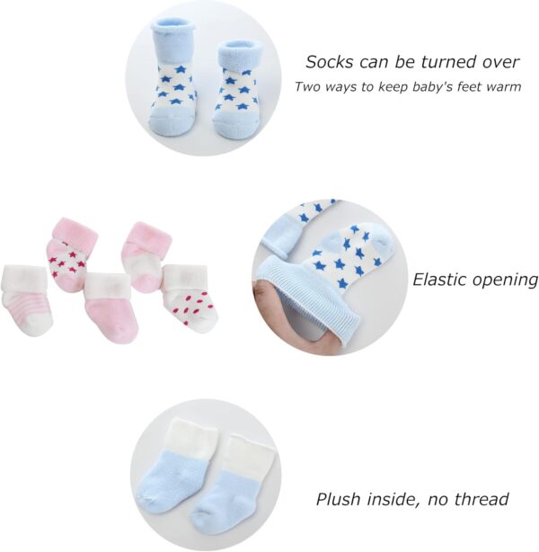 Unisex Baby Terry Socks 5-Pack for Baby Boy and Girl 0-12 Months Warm Cotton Socks - Image 2