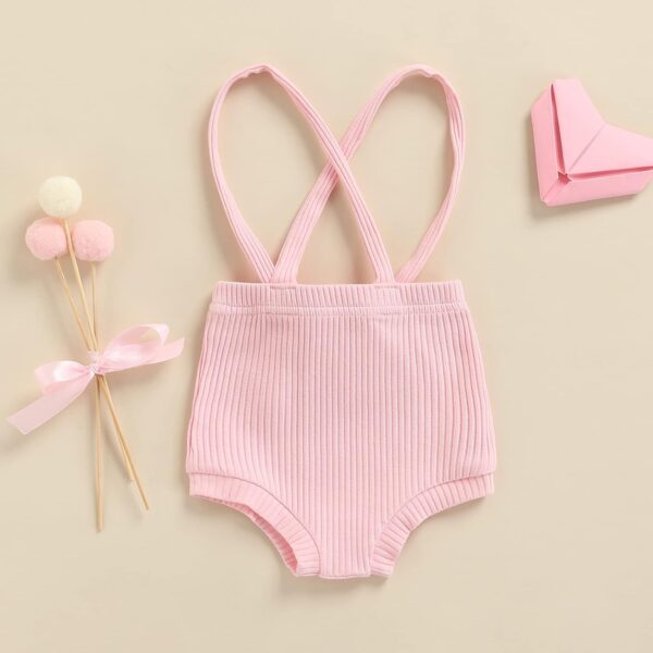 Fabumily Newborn Baby Boys Girls Suspender Shorts Unisex Infant Solid Color Ribbed Knitted Bloomers Overalls Summer Clothes - Image 3