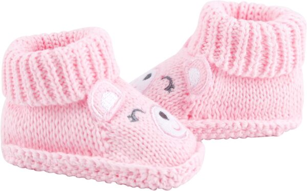 LACOFIA 2 Pairs Newborn Knitted Booties Soft Baby Boys Girls Bootees 0-3 Months - Image 6