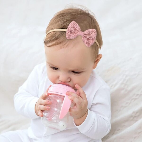 ZKSXOA 8 Pcs Baby Girl Bow Headbands & Hair Clips Set, Mini Hair Barrettes, Flowers Patterns, Bow Headbands, Elastics Hair Bands, Baby Hair Accessories, for Infant Newborn Toddlers Kids - Image 2
