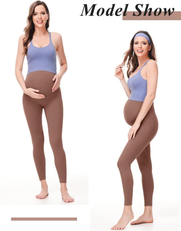 FEOYA Maternity Leggings Over Bump Yoga Pants Women Soft Belly Support Pregnancy Trousers High Waisted Stretchy Workout Leggings S-XL - Image 5