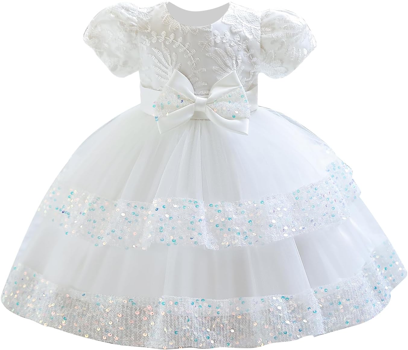 61bCtMQNDRL._AC_SL1500_.jpg Belovecol Baby Girls Sequin Dress Bowknot Tulle Embroidery Dresses Toddler Formal Baptism Dresses 12M to 5T - Image 1