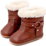SRTUMEY Baby Girls Winter Snow Boots Kids Snow Boots Fully Faux Fur Lined Winter Snow Boots Ankle Boots Windproof Non Slip Kids Snow Boot Winter Baby Boys Girls Shoes Xmas Gifts Ideas - Image 3