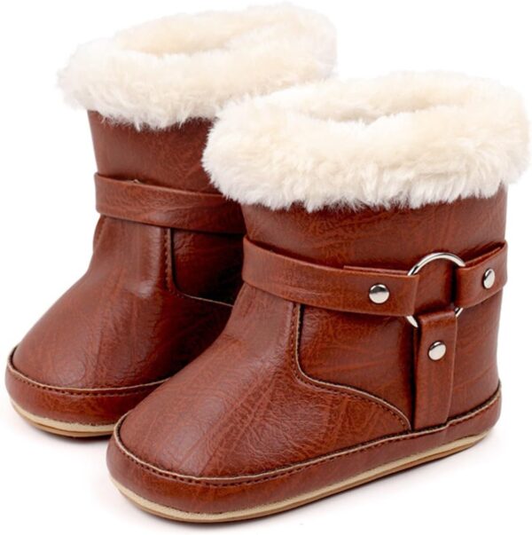 SRTUMEY Baby Girls Winter Snow Boots Kids Snow Boots Fully Faux Fur Lined Winter Snow Boots Ankle Boots Windproof Non Slip Kids Snow Boot Winter Baby Boys Girls Shoes Xmas Gifts Ideas - Image 3
