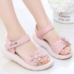 MINBEI Girls Sandals Toddler Little Girls Sandals with Pearls Flower Summer Breathable Leather Shoes - Image 5