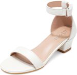 FOGOIN Girls Sandals Party Shoes Low Heels Open Toe Princess Sandal Ankle Strap Dress up Glitter Wedding Shoe for Little Big Kid Summer