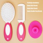 Baby Hair Brush, Cradle Cap Brush, Baby Hair Comb, Baby Hair Brush and Comb Set for Newborns & Toddlers, Baby Brush Soft Bristles, Ideal for Cradle Cap, Perfect Baby Registry Gift (Rose Red) - Image 2