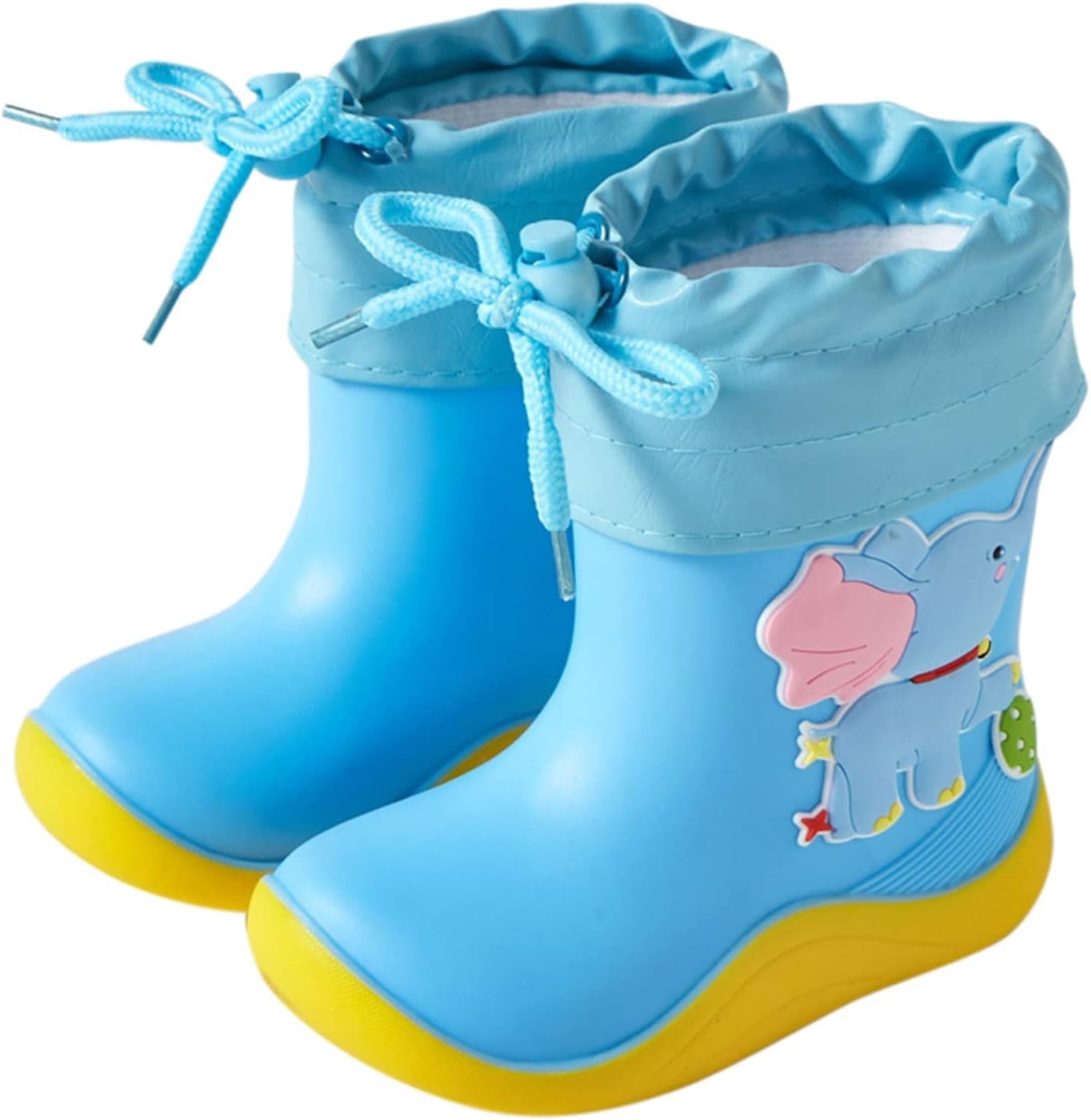 61cjzTZ2tpL._AC_SL1500_.jpg Mashaouyo Toddlers Children Rain Shoes Boys And Girls Water Shoes Elephant Cartoon Character Rain Shoes With Warm Bundle Muzzle Kid Boy - Image 1
