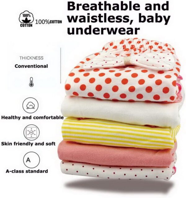 ZCXCsfp 5 Pieces Cotton Infant Girl Ruffle Panties Cute Bow Bloomers Underwear Flocked Panties, Undies Bloomers Panties Shorts for Girl 1-7 Years - Image 3
