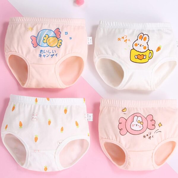 4 Pcs Newborn Girls Underwear Briefs,Toddler Cute Briefs Baby Cotton Underwear Pants Girls 4 Pack Underwear Comfortable Briefs - Image 2
