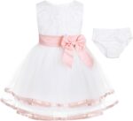 CHICTRY Infant Baby Girls Dress Embroidered Christening Baptism Gowns Flower Girl Dress with Bloomers