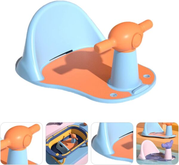 Kisangel Baby Bathtub Seat Baby Bathtub for Newborn Lightweight and Easy to Store Silent Blue Infant Shower Seat Backrest Support - Image 3