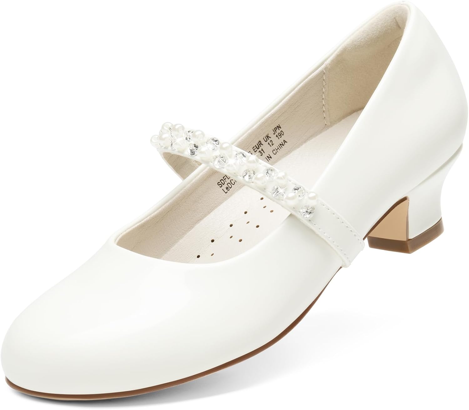 61fdCt1XMML._AC_SL1500_.jpg DREAM PAIRS Girls Party Shoes Low Heels for Little Big Girl Mary Jane Shoes with Pearl Rhinestones Flower Girl Pumps Princess Wedding - Image 1