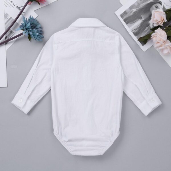Freebily Baby Boys White Long Sleeve Bodysuit Shirt Romper Formal Suit Gentleman Outfit - Image 5