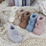 Crochet Baby Booties Newborn Babe First Walkers Knit Boots Warm Crib Shoes Soft Infant Sock for Boy Girls Grey 9-12M - Image 6