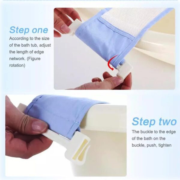 Coo11 Baby Bath Seat Support Pad, Adjustable Net for Bathtub, Non-Slip Universal Bath Seat Cushion Baby Accessories, Safety Four-Pointed Buckle Floating Bathing for Newborn (Blue) - Image 4
