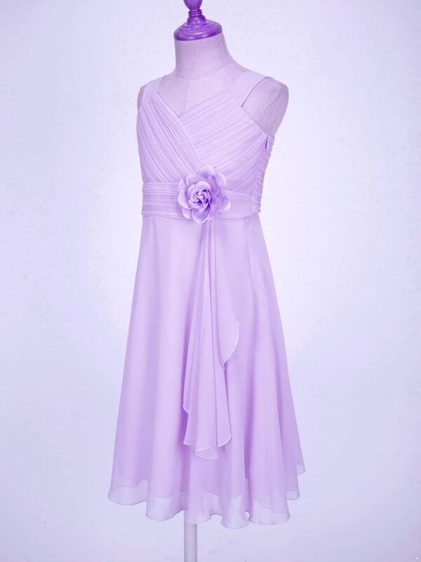iEFiEL Kids Flower Girl Wedding Party Dress Junior Bridesmaid Dress Ruched A-line Summer Dresses - Image 3