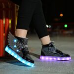 YUNICUS Kids Light up Trainers Light up Shoes USB Charging Flashing Trainers Wings High-Top LED Sneakers for Girls Boys Halloween Christmas Birthday Great Gift - Image 6