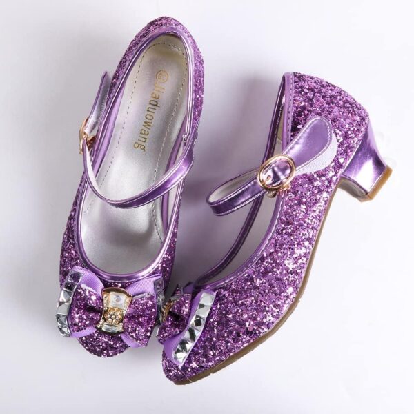 Girls Low Heels Princess Shoes Sparkly Glitter Dress Up Shoes Party Wedding Flower Elsa Cinderella Cosplay Shoes for Kids - Image 6