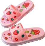 HAOLEI Baby Girls Slide Sandals Strawberry Print Soft Sole Slip On Sliders Thick Bottom Cloud Sliders Summer Slippers Beach & Pool Shoes for Toddlers Children Kids 2-10 Years - Image 2
