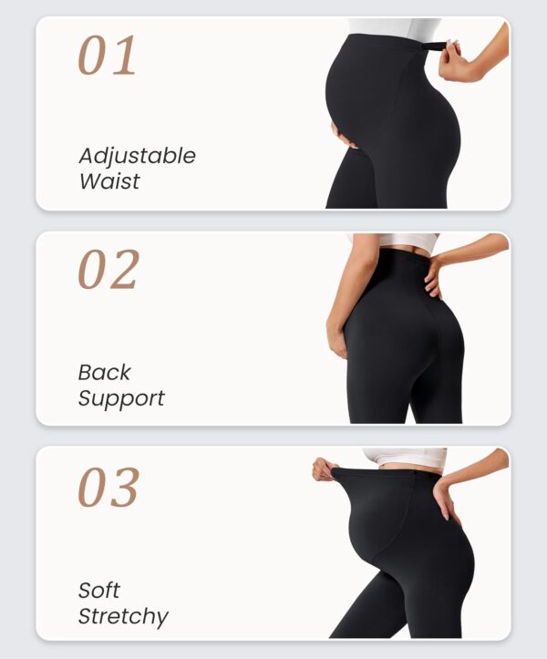 VALANDY Creamlush Maternity Leggings Over Bump Buttery Soft Belly Support Adjustable High Waisted Pregnancy Pants Yoga Pajama - Image 5