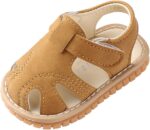Infant Baby Boys Girls Summer Sandals Non Slip Soft Sole Squeaky Sandals Toddler First Walking Crib Shoes (Brown, 3-6 Months)
