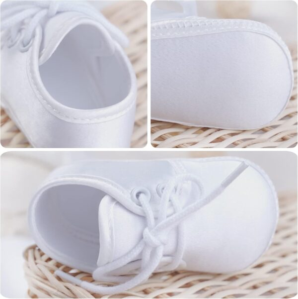 Booulfi Baby Boy Shoes Newborn White Shoes Socks for Infant Boy Girls,2 Pcs Christening Baptism Baby Shoes and Socks Set - Image 8