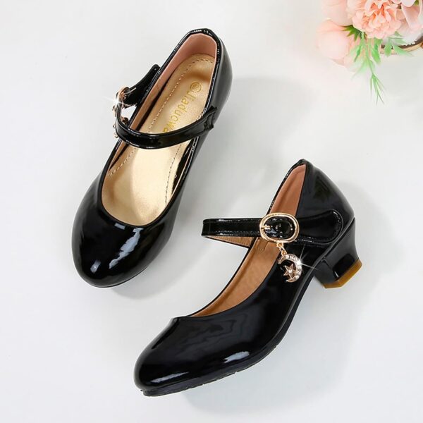 Girls White Dress Shoes Girls High Heeled Shoes Princess Shoes Primary School Students Single Shoes Children Leather Shoes Dress Shoes Boys' Loafers - Image 5