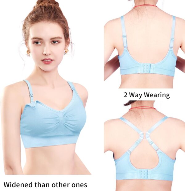 INTLMATE 3 Pack Women's Nursing Bra Seamless Wireless Night Sleep Nursing Maternity Bra Sleep Bralette with Removable Spill Prevention Pads and Bra Extenders - Image 3