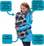 BundleBean - Babywearing Lightweight Raincover (Grey Elephant) - Waterproof & Windproof Baby Carrier, Includes Storage Bag, Silky-Soft Waterproof Fabric, Universal Fit, New Born to 4 Years Old - Image 9