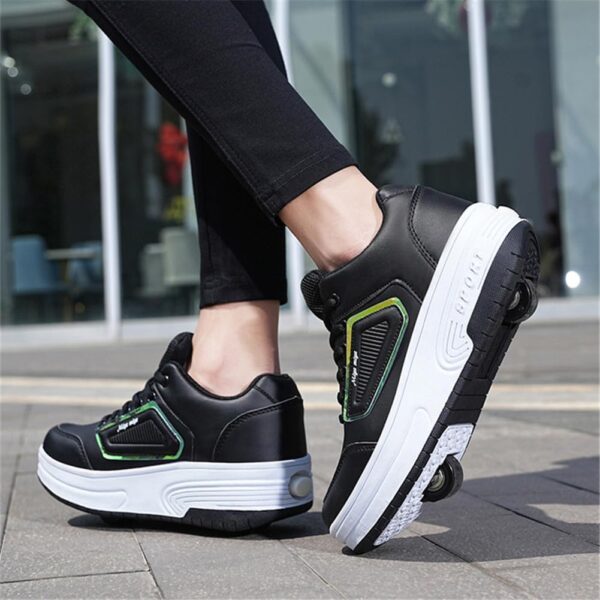 ENEN Kids Roller Skate Shoes for Boys Girls, Skateboarding Shoe Outdoor Parkour Shoes with 2-Wheels Unisex Retractable Skating Shoes for Children's Park Sports Walking - Image 2