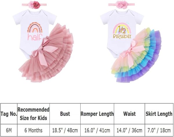 Cake Smash Outfit 1st Birthday Girl Rainbow Romper + Tutu Skirt + Headband 3pcs Set Two Year Old Girl Dress Photo Shoot Clothes - Image 6