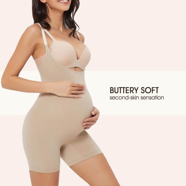 Women's Maternity Bodysuit Pregnancy Shapewear Shorts Bustless Sleeveless Tank Top Belly Support Rib Romper Jumpsuit - Image 2