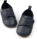 HsdsBebe Baby Boys Girls Oxford Shoes PU Leather Soft Rubber Sole Sneakers Anti-Slip Toddler Ankle Boots Infant Walking Shoes Moccasins, B/Navy Blue, 12-18 Months - Image 3