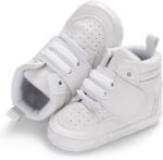 Spring And Summer Children Baby Toddler Shoes Boys And Girls Floor Sports Shoes Flat Bottom Breathable Light High Top Solid Color Baby Boy Boots (White, 0-6 Months) - Image 7