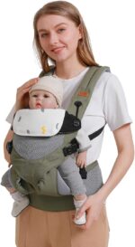 SONARIN 3-in-1 Breathable Baby Carrier,Multi-Function Lightweight Baby Wrap Carrier Ergonomic Child Carrier Backpack,Front and Back Carry for Newborn and Toddler 3-48 Months(Green)