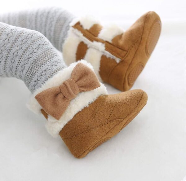 RVROVIC Baby Boys Girls Plush Winter Snow Boots Bowknot Anti Slip Warm Fleece Infant Boots Toddler Prewalkers - Image 2