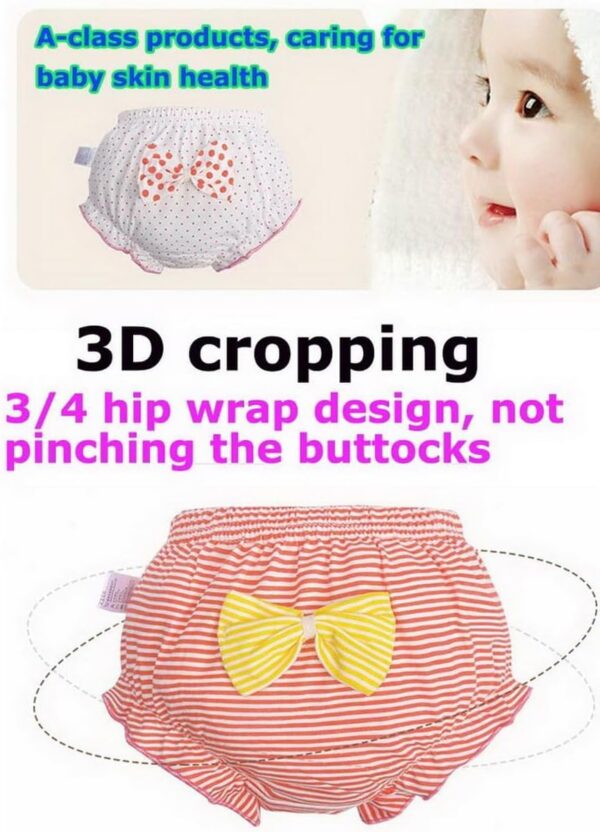 ZCXCsfp 5 Pieces Cotton Infant Girl Ruffle Panties Cute Bow Bloomers Underwear Flocked Panties, Undies Bloomers Panties Shorts for Girl 1-7 Years - Image 4