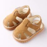 Infant Baby Boys Girls Summer Sandals Non Slip Soft Sole Squeaky Sandals Toddler First Walking Crib Shoes (Brown, 3-6 Months) - Image 3