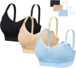 INTLMATE 3 Pack Women's Nursing Bra Seamless Wireless Night Sleep Nursing Maternity Bra Sleep Bralette with Removable Spill Prevention Pads and Bra Extenders
