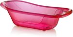 Large 50 Litre Aqua Clear Transparent Baby Bath Tub with Drainage Plug BPA Free (Pink)