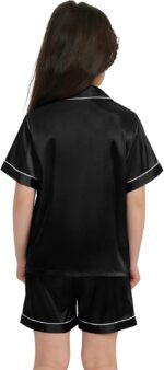 SWOMOG Kids Silk Pyjamas Girls Boys Short Sleeve Satin PJs Sets Button-Down Silky Nightwear Children Sleepwear Teens Age 4-16 - Image 4
