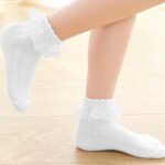 6 Pairs Girls Lace Socks,Baby Frilly Socks Ankle Socks,Children’s Frilly School Socks with Lace,White Ballet Ruffle Lace Socks - Image 6